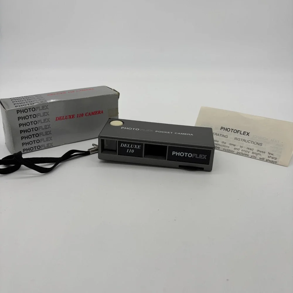 Vintage Photoflex Deluxe 110 Pocket Camera With Original Box & Instructions Gray